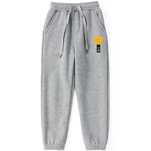 Boys Pants,Warm Pants Bear Design Children Winter Casual Pants for Thermal,Baggy Pants,Grey,5-6 Years