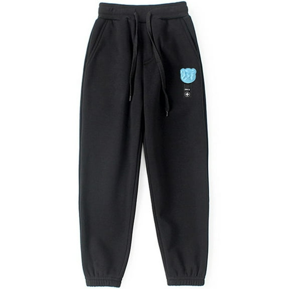 Boys Pants,Warm Pants Bear Design Children Winter Casual Pants for Thermal,Pants,Black,6-7 Years