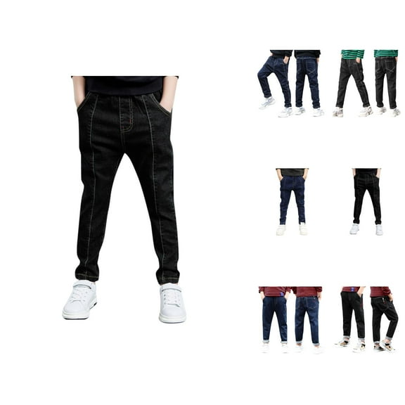 Boys' Pants Wide Leg Jeans Boys Regular Straight Fit Jeans Casual Denim Pants with Stretch Comfort Durable Classic Style for Active Kids