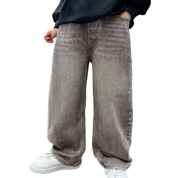 Boys Pants,Wide Leg Winter Thermal Lined Casual Loose Fit Comfortable Playwear,Boys Pants,Light Gray,12-14 Years