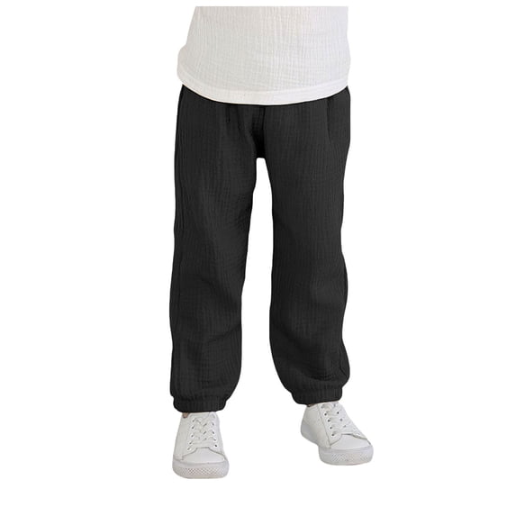 Boys Pants with Pockets Boys Linen Pants Straight Leg Open Bottom Jogger Pants with Pockets Summer Casual Beach Trousers for Kids 5-14 Years