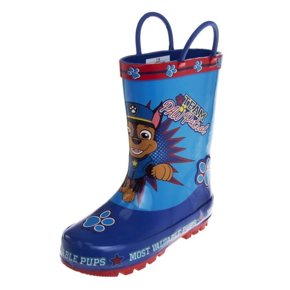 Boys Paw Patrol Waterproof Easy Pull Handle Rainboots (Toddler/Little Kid) color: Blue size: 9-10