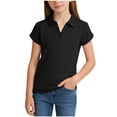 thumbnail image 1 of Boys' Performance Golf Grid Short Sleeve Stretch Collared Polo Shirt Years 5-15 Black, 1 of 7