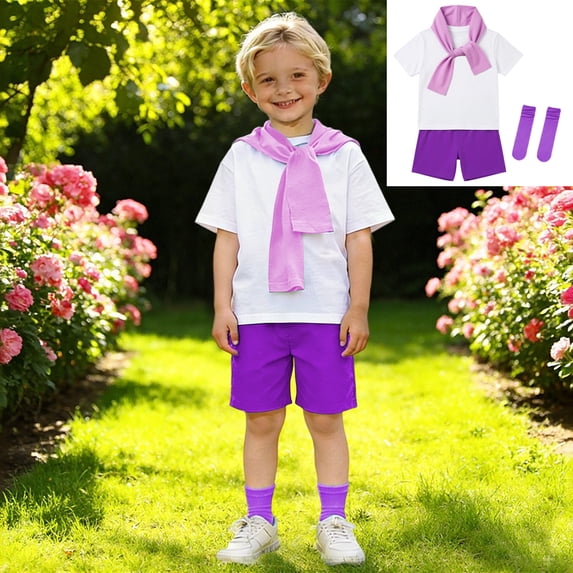 Boys Performance Outfit Cheerleader Dance for Kindergarten Graduation Short Sleeve Shirt Tee Shorts Set Graduation Ceremony Outfit Party Dress up 12-13 Years