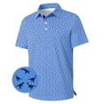 thumbnail image 1 of Boys Performance Polo Shirt Short Sleeve Moisture Wicking Active Casual Print Collared Golf Shirts for Boy Size 7-8 Years, 1 of 2