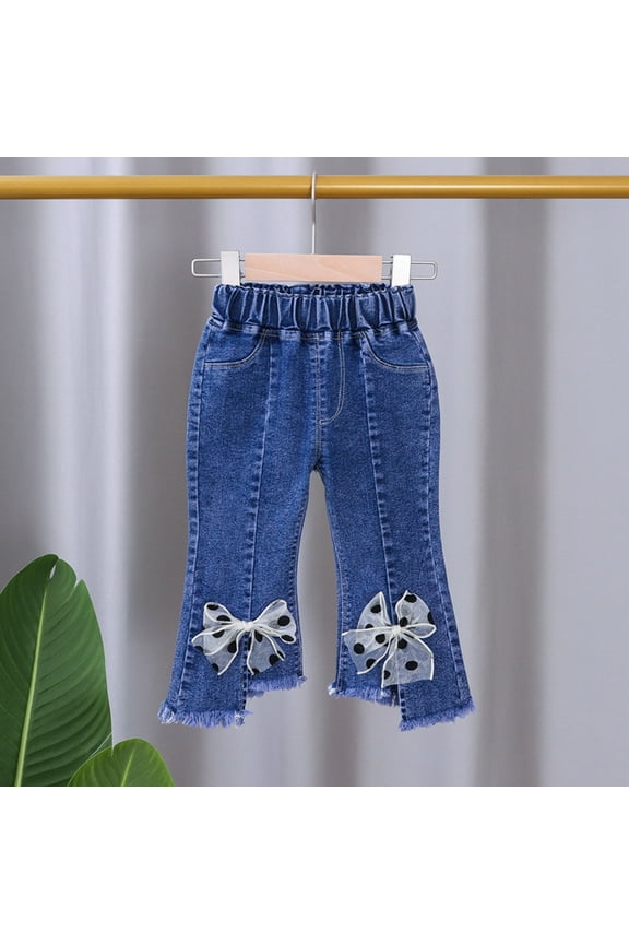 Boys Personality Fashion Pants Elastic Waist Wide Leg Wide-Leg Palazzo Denim Pants Cargo Pants for Toddler Girls Baby Boy Jeans 12-18 Months