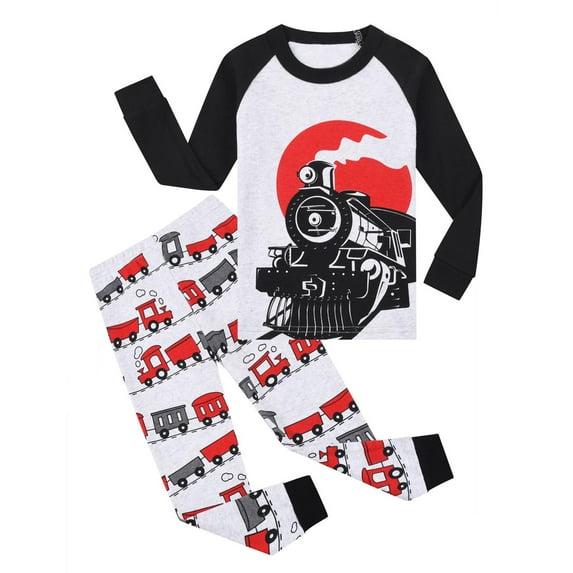 Boys Pijamas Cotron Toddler Kids Boys Pajamas Cars Cotton Christmas Kids 2 Piece Pj's Long Sleeve Sleepwear Clothes Set Outfits Christmas Clothes Z0F-Black, 5-6 Years