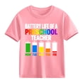 thumbnail image 1 of Boys Pink Funny Kids T-Shirt, Preschool Teacher Battery Life Graphic Tee, Cotton Shirt for Teacher Appreciation & Back to School, Kids to Youth Sizes,Size 9 T, 1 of 7