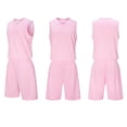 thumbnail image 1 of Boys' Pink Sports Set 2-Piece, Sleeveless Jersey and Elastic Shorts, Youth Athletic Uniform for Basketball, Track, Team Practice, Moisture Wicking Polyester,Size 6-7T, 1 of 5