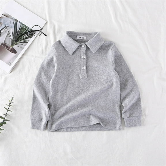 Boys' Pique Polos Long Sleeve Polo Collared Shirts Winter Shirt for Toddler Boys 12-18 Months