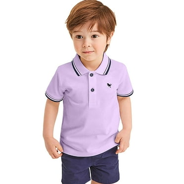 Boys' Pique Polos with Short Sleeve Collared Shirts Solid Basic T Shirt for Boys 3-4 Years