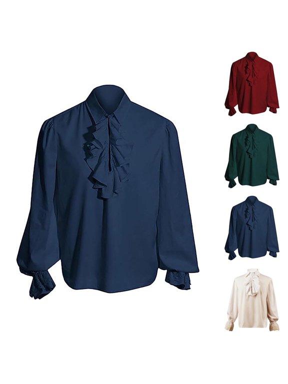 Boys Pirate Shirt Long Sleeve Ruffle Victorian Renaissance Steampunk Shirts Gothic Shirt