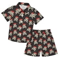 thumbnail image 1 of Boys Pirate Skull Print 2 Piece Outfit Set, Kids Short Sleeve Button Down Shirt and Elastic Waist Shorts Summer Casual Daily Wear(Black,2-3 Years), 1 of 4