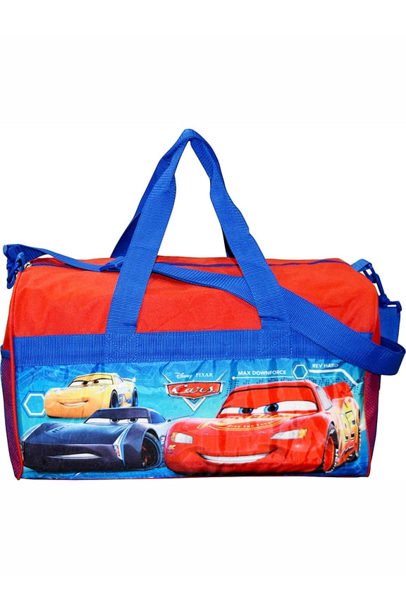 Boys Pixar Cars Lightning McQueen Duffel Bag Carry-on 18" Red Blue