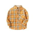 thumbnail image 1 of Boys Plaid Shirt Jackets For Girls Boys Long Sleeve Flannel Plaid Shirt Button Down Shirts Cotton Plaid Jacket with Pockets Orange 12-14 Years, 1 of 2