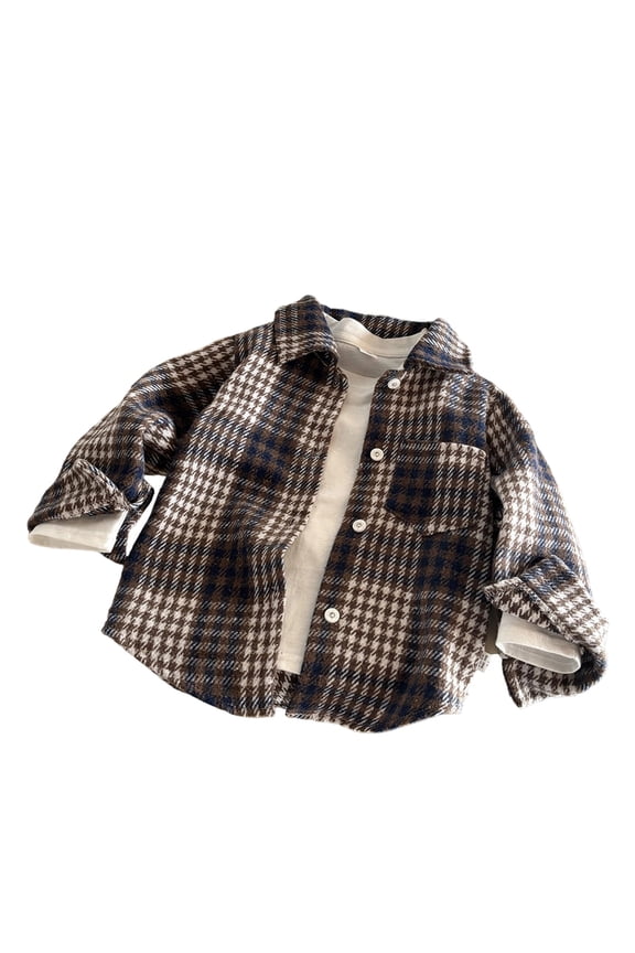 Boys Plaid Shirt with Front Chest Pocket Toddler Boys Tops 3t Kids Long Sleeve Button Down Shirts Tops Casual Blouse(Size 11-12 Years,Brown)