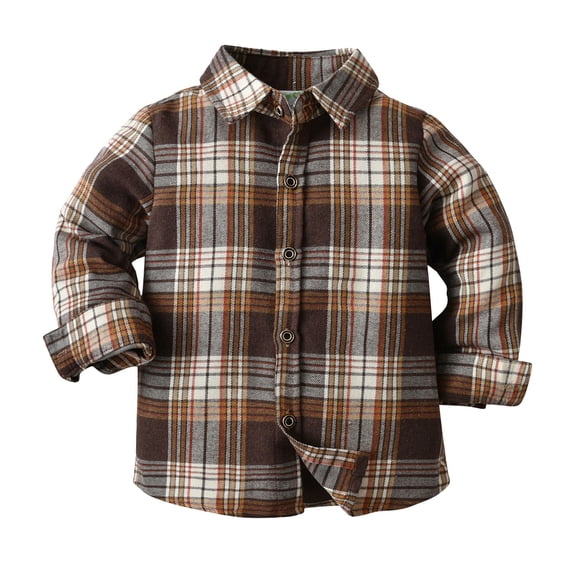 Boys Plaid Shirts Long Sleeve Lapel Button Down Outwear Tees Tops for Boy