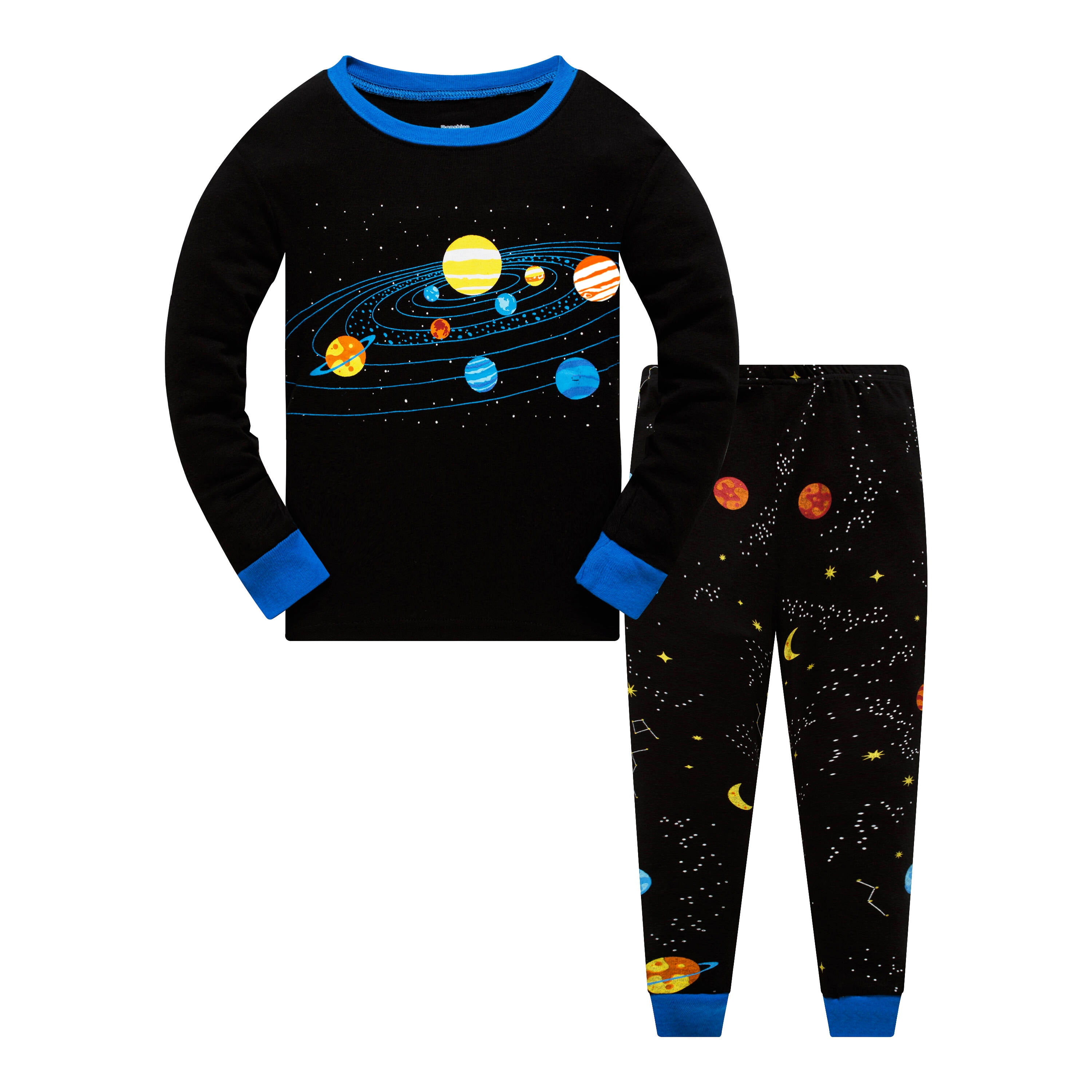 Boys Pajamas Set 100 Cotton Kids Pjs Space Toddler Clothes Long