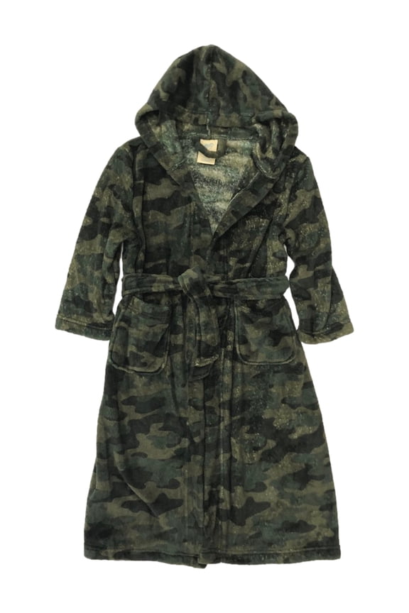 Boys Plush Green Camo Camouflage Bath Robe House Coat XX-Small (4-5)