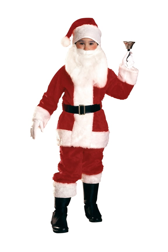 Plush Santa Suit Costume for Kids, Unisex Large