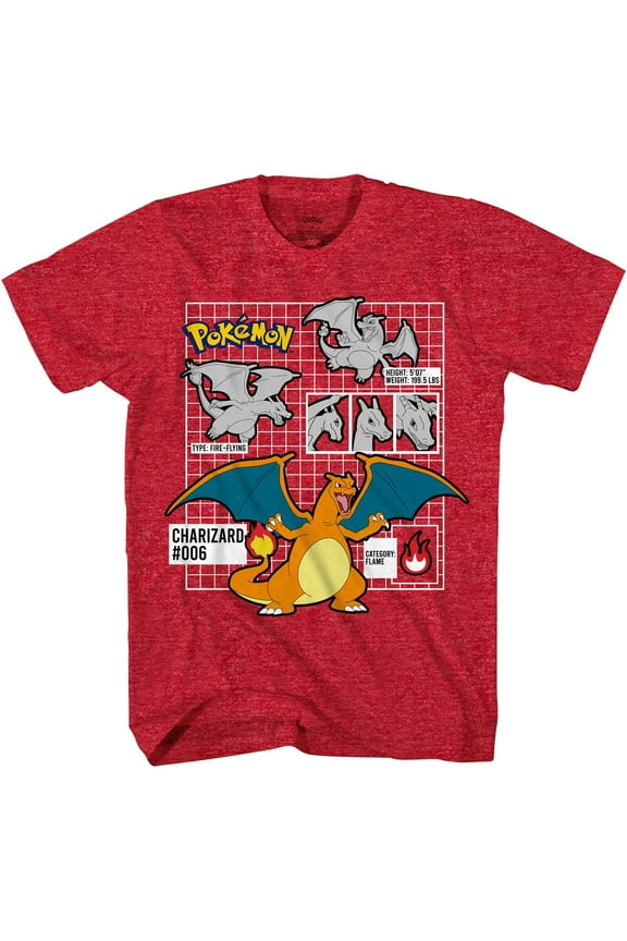 Pokemon Big Boys Charizard Short Sleeve T-Shirt - Pokemon Gotta Cath 'EM All Group T-Shirt