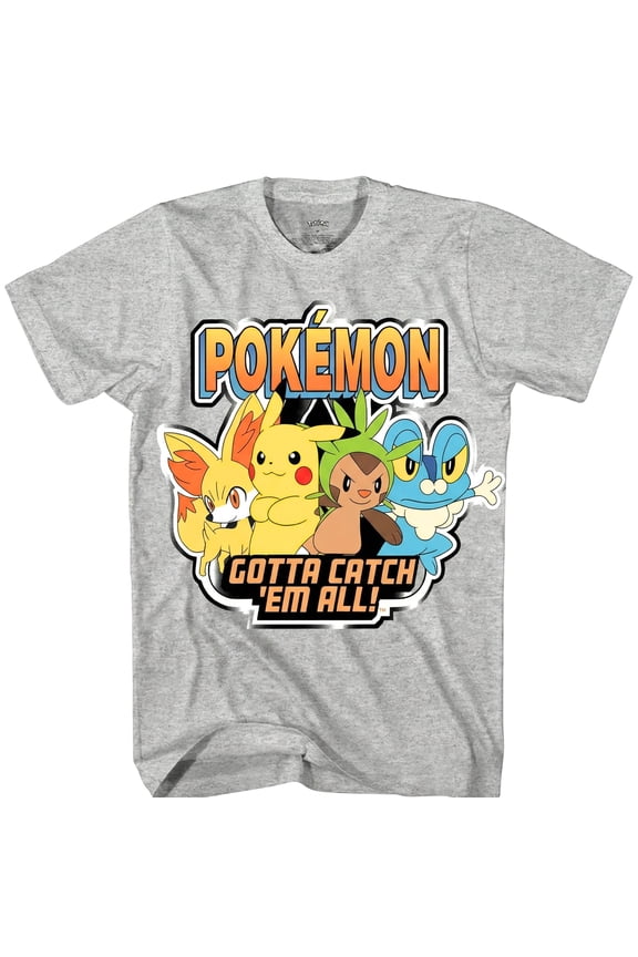 Pokemon Big Boys Charizard Short Sleeve T-Shirt - Pokemon Gotta Cath 'EM All Group T-Shirt