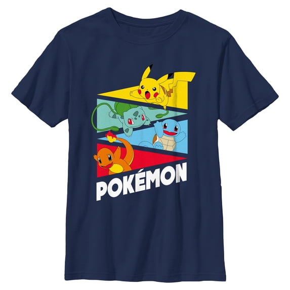 Boys Pokemon Colorful Starters Banners T Shirt