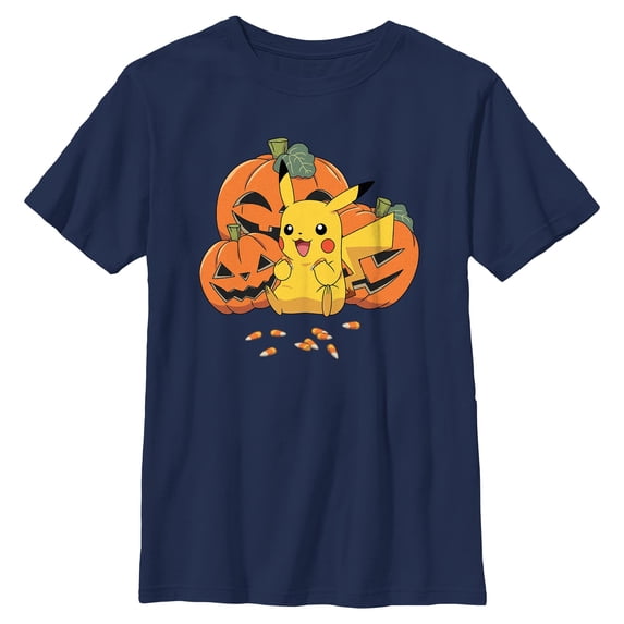 Boys Pokemon Halloween Pikachu Jack-O'-Lanterns T Shirt