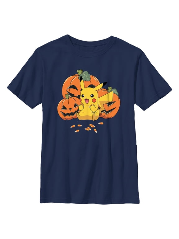 Boys Pokemon Halloween Pikachu Jack-O'-Lanterns T Shirt