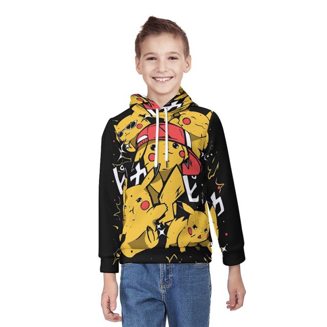Boys Pokemon Hoodie Long Sleeve Drawstring Sweatshirts with Pockets