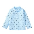 thumbnail image 1 of Boys Polo Kids Boys Autumn Winter Cartoon Shar K Long Sleeve Crew Neck T Shirt Tops Children's Clothing (Light Blue-g,6Y 5-6 Years) Boy Long Sleeve Shirt, 1 of 7
