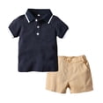 thumbnail image 1 of Boys Polo Set Navy Polo shirt and Short Set Lapel Collar Boy Summer Clothes Boys' Clothing Sets 3-4 Years, 1 of 4