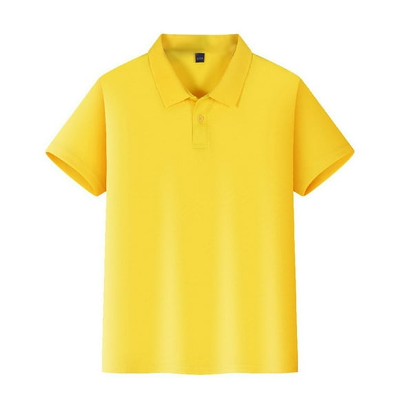 Boys Polo Shirt 6-11 Years Short Sleeve School Uniform, Button Closure, Moisture Wicking, Comfortable & Breathable​ Yellow Size 6-7