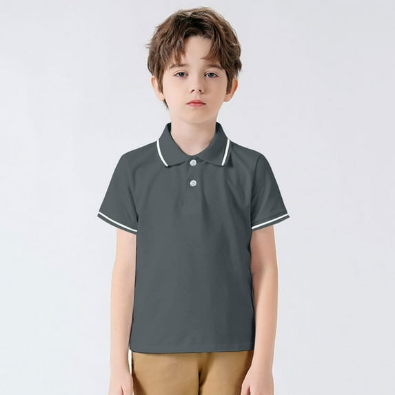 Boys Polo Shirt Boy Short Sleeve ShirtDark GrayPolo Shirt for Boys Rugby Shirts for Little Boy