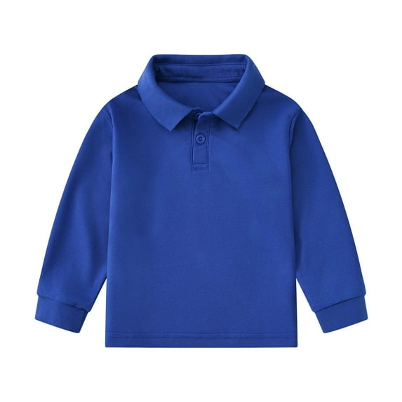 Boys Polo Shirt Casual Comfy Collared Shirts with Long Sleeves Solid Color Shirt for Teen Boys 11-12 Years