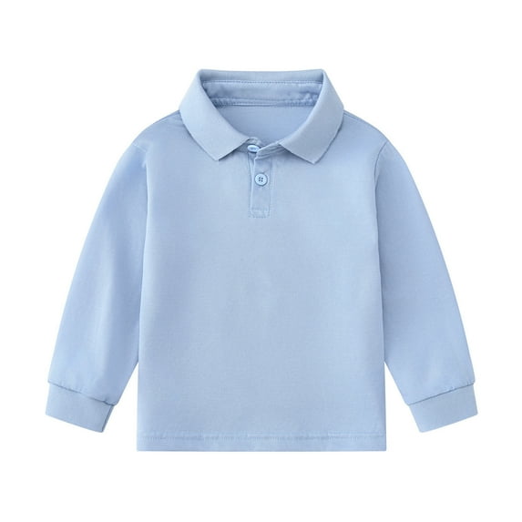 Boy Polo Shirt Long Sleeve Polo Blue Polo Shirt Fashion Shirts for Little Boy