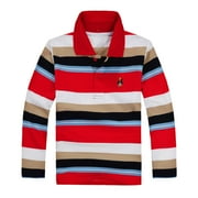 XIAOWENNN Boys' Polo Shirt Kids Long Sleeve Shirts Collared Shirts Undershirt Casual Blouse Tops Pullover for Big Boys 4-5 Years