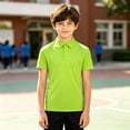 thumbnail image 1 of Boys Polo Shirt Light Green Lightweight Breathable School Uniform for Girls Short Sleeve Kids Collared Quick Dry Wicking Active Sports Top 9-10 Years, 1 of 3