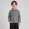 thumbnail image 1 of Boys Polo Shirt Long Sleeve Grey Boys Button up Shirt Casual Collared Shirts School Uniforms Boys 3-4 Years Shirts, 1 of 8