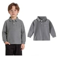thumbnail image 1 of Boys Polo Shirt Long Sleeve Grey Button down Shirt Boys Collar Shirt Uniform Shirts for Boys Summer Shirt 4-5 Years, 1 of 8