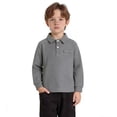 thumbnail image 1 of Boys' Polo Shirt Long Sleeve Grey Kids Button down Shirt Casual Tops Boys Uniform Shirts 12-18 Months Clothes for Boys, 1 of 8