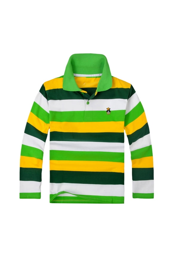 Boys' Polo Shirt Long Sleeve Polo Collared Shirt Rugby Shirt for Big Boys 6-7 Years