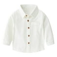 thumbnail image 1 of Boys Polo Shirt Long Sleeve White School Uniform Button Up Shirts Boys Fashion, 1 of 4
