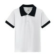 thumbnail image 1 of Boys Polo Shirt School Uniform Button Down Short Sleeve Toddler Shirts, 1 of 2