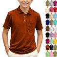 thumbnail image 1 of Boys Polo Shirt Short Sleeve Button up Collared Shirts Athletic Golf Youth Teen Boy School Uniform Kids Clothes 2026,Ginger 100, 1 of 4