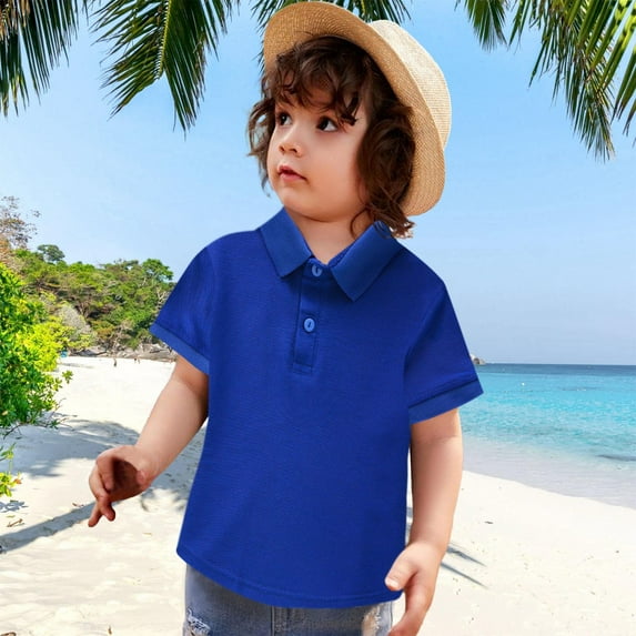 Boys' Polo Shirt Short Sleeve Polo Collared Shirts Rugby Shirts for Boys 4-5 Years