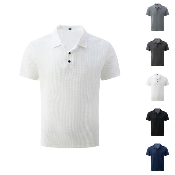 Boys Polo Shirt Short Sleeve School Uniform Shirt Solid Color Collared Top Button Closure Casual Shirt for Kids School Daily Wear