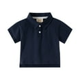 thumbnail image 1 of Boys' Polo Shirt Solid Short Sleeve Shirt Shirt for Boys Rugby Button Down Shirt 5-6 Years Boys Fashion, 1 of 4