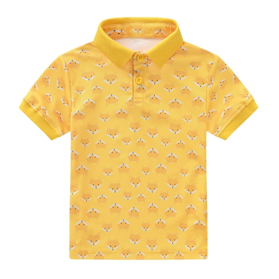Boys' Polo Shirt Striped Short Sleeve Crewneck Comfortable and Soft Toddler Kids Shirts Chest Pocket Summer Holiday Tops Yellow 5-6 Years
