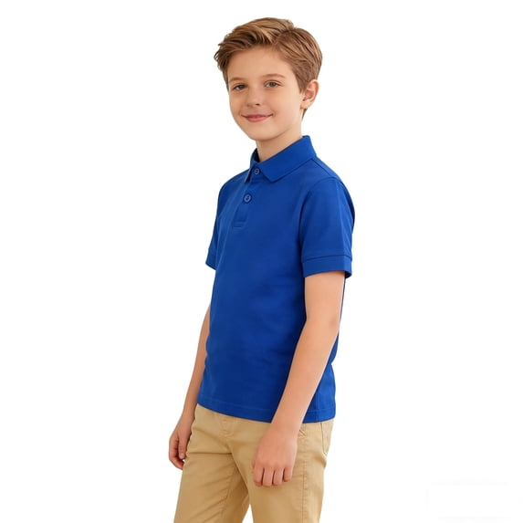 Boys' Polo Shirts Blue Button Down Short Sleeve Polo Shirts Uniform Shirts for Boys Classic Kids Boys Clothes 8-9 Years